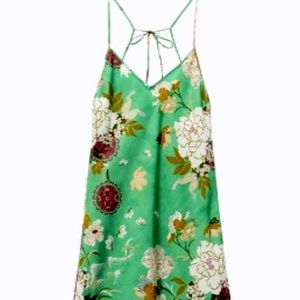 Zara green printed satin midi dress